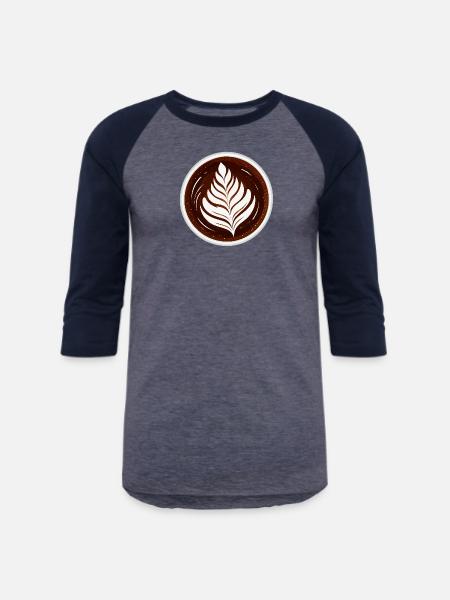 Latte Art Leaf Cappuccino Design - Unisex Baseball T-Shirt - heather blue/navy