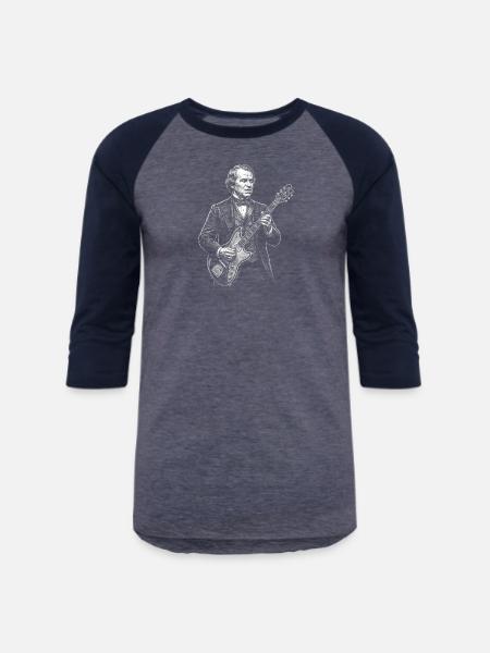 Andrew Johnson Guitarist Portrait  - Unisex Baseball T-Shirt - heather blue/navy