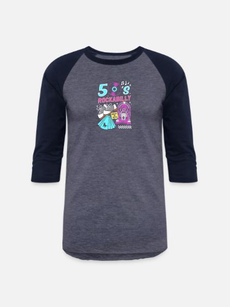 Sock Hop Party Rockabilly - Unisex Baseball T-Shirt - heather blue/navy