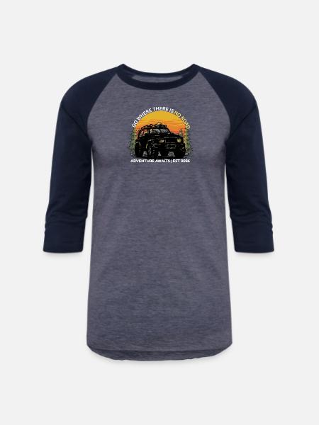 GO_WHERE_THERE_IS NO ROAD - Unisex Baseball T-Shirt - heather blue/navy