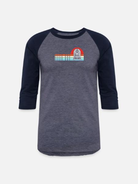 Jukebox Dance Sock Hop - Unisex Baseball T-Shirt - heather blue/navy