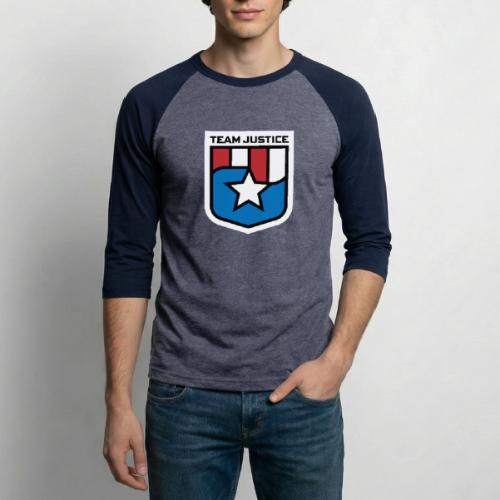 Team Justice Shield Logo white border - Unisex Baseball T-Shirt