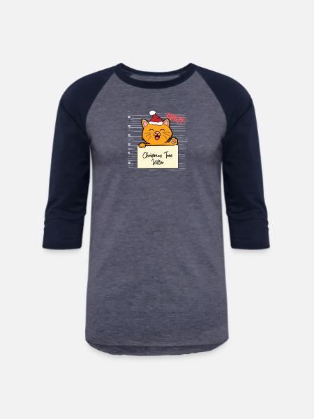 Cat christmas funny prison - Unisex Baseball T-Shirt - heather blue/navy