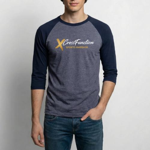 White XF SPORTS MASSAGE LOGO (front only) - Unisex Baseball T-Shirt