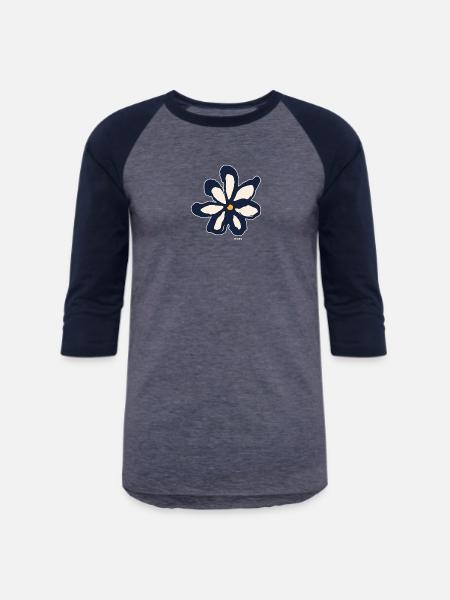 Mono Sketch Flower - Unisex Baseball T-Shirt - heather blue/navy