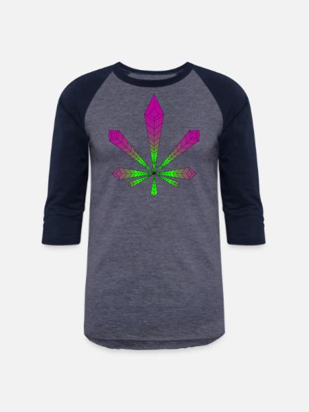 RADIATING LEAF - Unisex Baseball T-Shirt - heather blue/navy