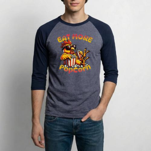 Eat More Popcorn - Unisex Baseball T-Shirt