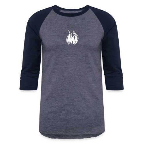 Front (DMN Flame Man-White) _ Back (Blank) - Unisex Baseball T-Shirt