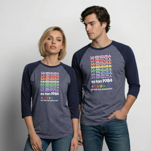 Censorship Is So 1984 (Rainbow/Spanish) - Unisex Baseball T-Shirt