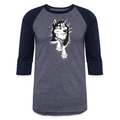 STUCK Husky Black (double-sided) - Unisex Baseball T-Shirt