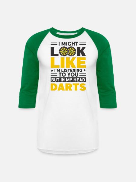 Darts Dart Player - Unisex Baseball T-Shirt - white/kelly green