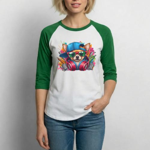 CHIHUAHUA WEARING SUNGLASSES - Unisex Baseball T-Shirt