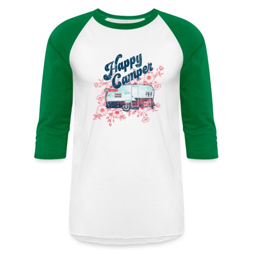 Happy Camper Flowers - Unisex Baseball T-Shirt