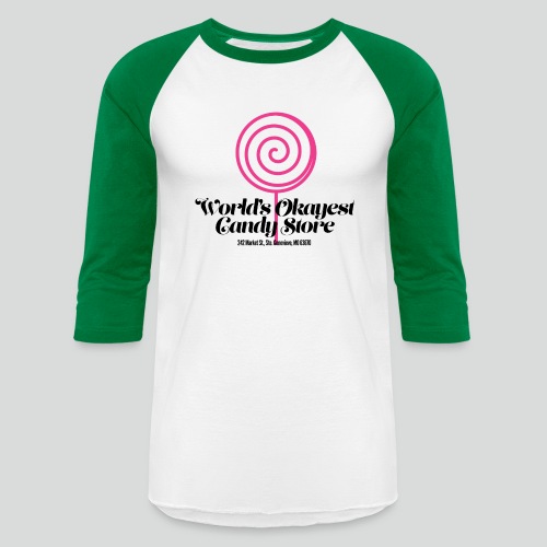World's Okayest Candy Store: Pink - Unisex Baseball T-Shirt