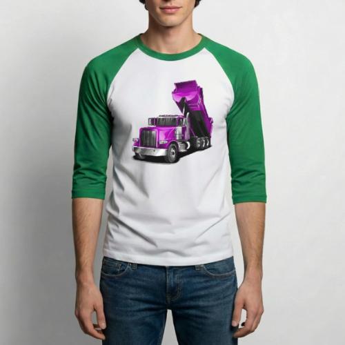 Dump Truck Purple - Unisex Baseball T-Shirt
