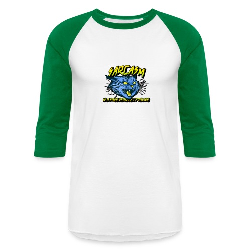 fierce logo template with an electric cat illustra - Unisex Baseball T-Shirt