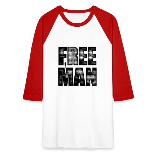 FREE MAN - Black Graphic - Unisex Baseball T-Shirt