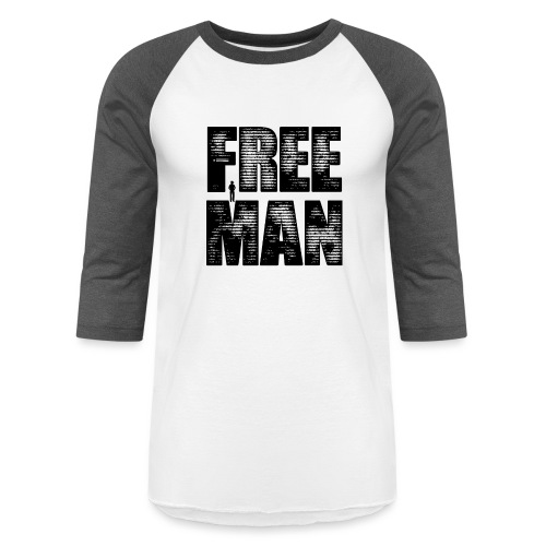 FREE MAN - Black Graphic - Unisex Baseball T-Shirt