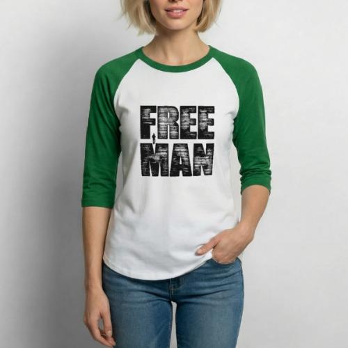 FREE MAN - Black Graphic - Unisex Baseball T-Shirt
