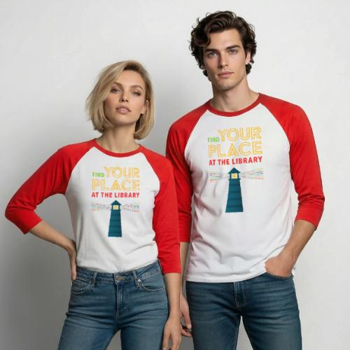 Find Your Place at the Library - Unisex Baseball T-Shirt