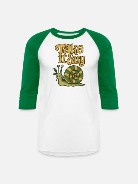 Take is Easy Snail - Unisex Baseball T-Shirt - white/kelly green