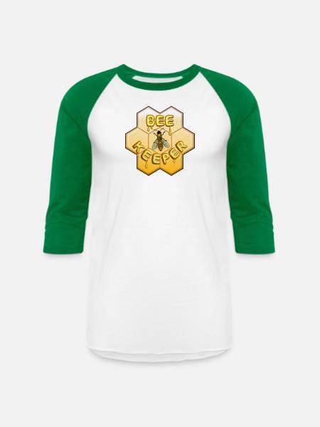 Bee Keeper - Unisex Baseball T-Shirt - white/kelly green