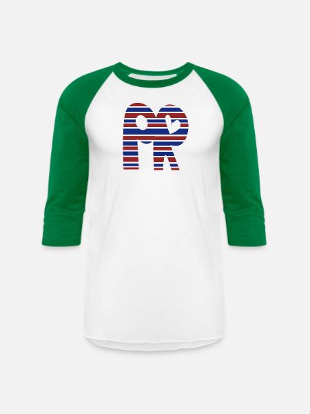 Puerto Rico is PR - Unisex Baseball T-Shirt - white/kelly green