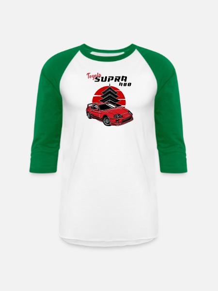 Toyota Supra A80 - Unisex Baseball T-Shirt - white/kelly green