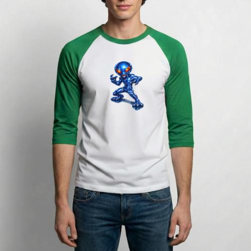 Angry Blue Alien - Unisex Baseball T-Shirt