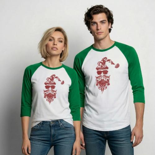 Red Coastal Inspired Santa Claus - Unisex Baseball T-Shirt