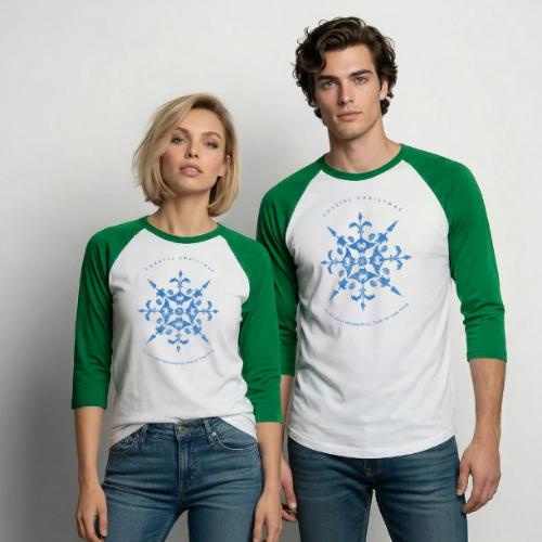 Coastal Christmas Snowflake 01 - Unisex Baseball T-Shirt
