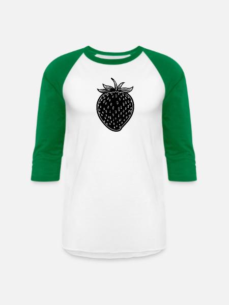 Strawberry Fruit Berries - Unisex Baseball T-Shirt - white/kelly green