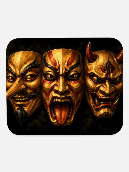 Mask Of Japanese Stage V2 - Mouse pad Horizontal - white - Front