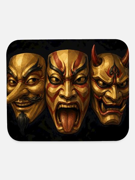 Masks Of Japanese Stage - Mouse pad Horizontal - white - Front