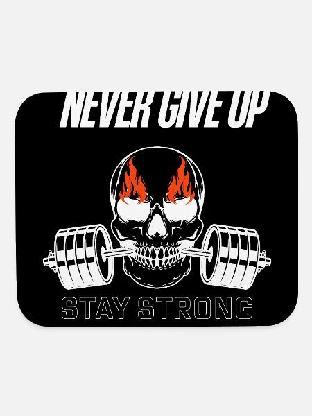 Never Give Up Skull Fitness - Mouse pad Horizontal - white - Front