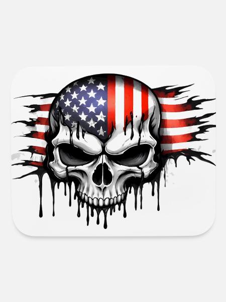Patriotic Skull Graffiti Flag - Mouse pad Horizontal - white - Front