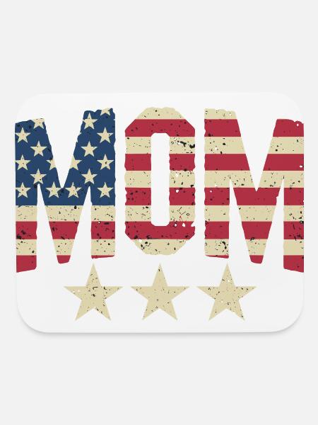  Patriotic American Flag Mom Three Stars USA Mom - Mouse pad Horizontal - white - Front