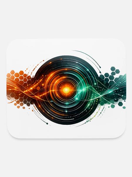 Glowing Cyber Core Waves - Mouse pad Horizontal - white - Front