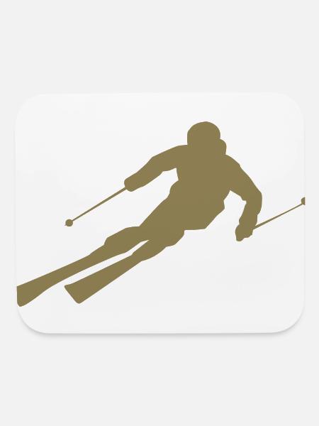 Minimalist Skier Silhouette Winter Sports - Mouse pad Horizontal - white - Front