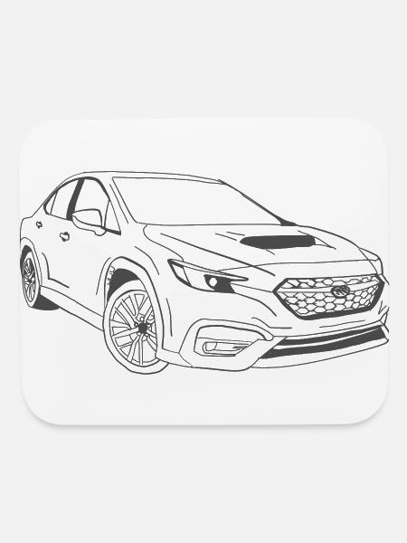 Sleek VB WRX Car Line Sketch - Mouse pad Horizontal - white - Front