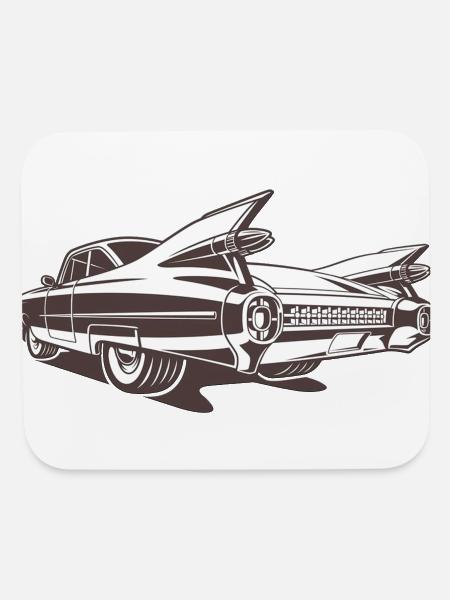 Vintage Classic Retro Tailfin Car Vector - Mouse pad Horizontal - white - Front