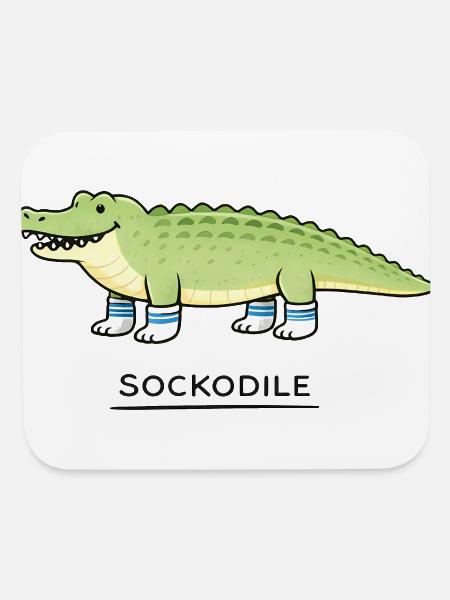 Sockodile Crocodile Sock Cartoon - Mouse pad Horizontal - white - Front