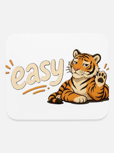 Easy Tiger | Funny Relaxed Tiger Cartoon - Mouse pad Horizontal - white - Front