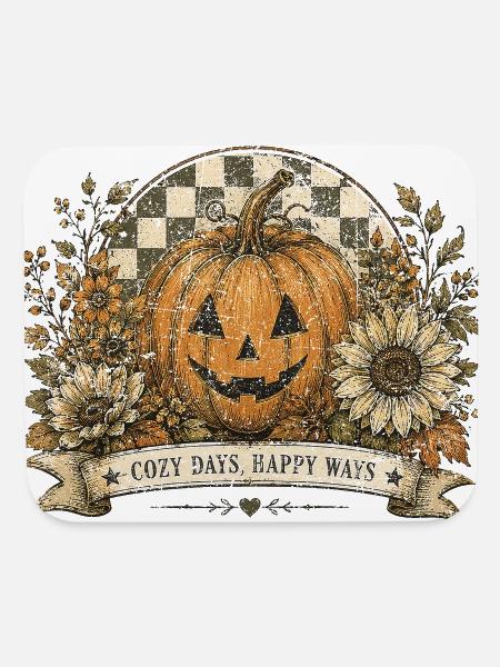 Checkered Pumpkin Shirt, Thanksgiving - Mouse pad Horizontal - white - Front
