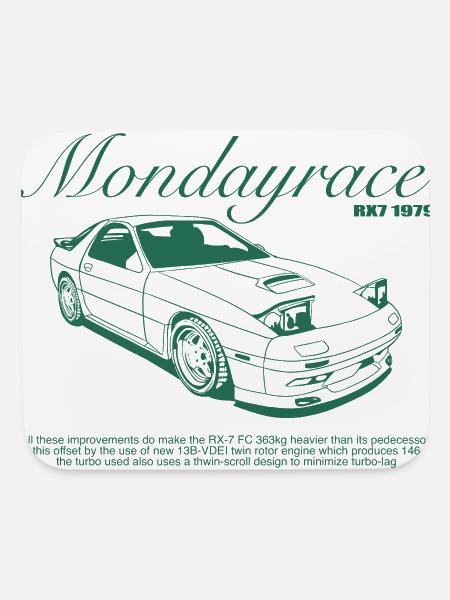 RX-7 Turbo Sports Car Illustration - Mouse pad Horizontal - white - Front