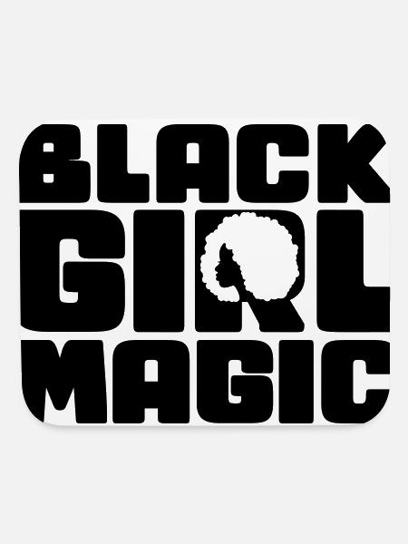 Black Girl Magic Afro Silhouette Empowering Typogr - Mouse pad Horizontal - white - Front