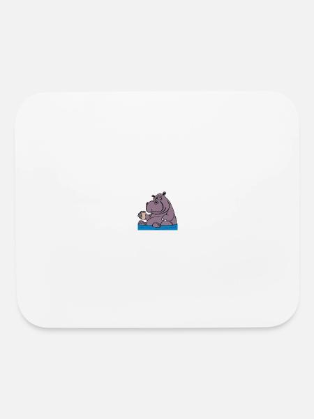 Hippo Sipping Coffee - Mouse pad Horizontal - white - Front