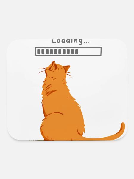 Orange Cat Waiting Loading Bar - Mouse pad Horizontal - white - Front