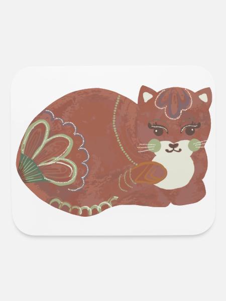 Folk art comfy cat - Mouse pad Horizontal - white - Front