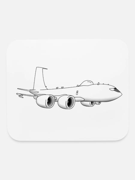 E-6 Mercury TACAMO Military Jet Aircraft Cartoon - Mouse pad Horizontal - white - Front